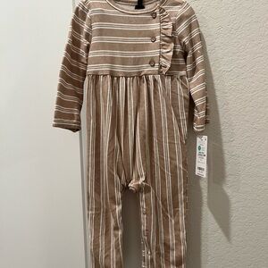 Striped Brown and White Baby Jumpsuit